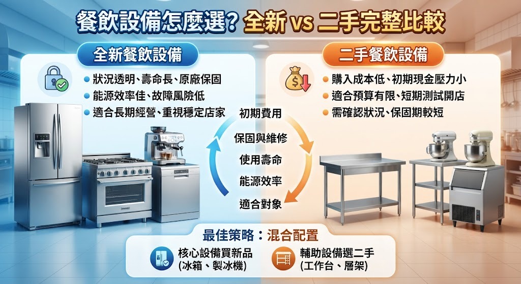 餐飲設備怎麼選?全新餐飲設備 vs 二手餐飲設備完整比較